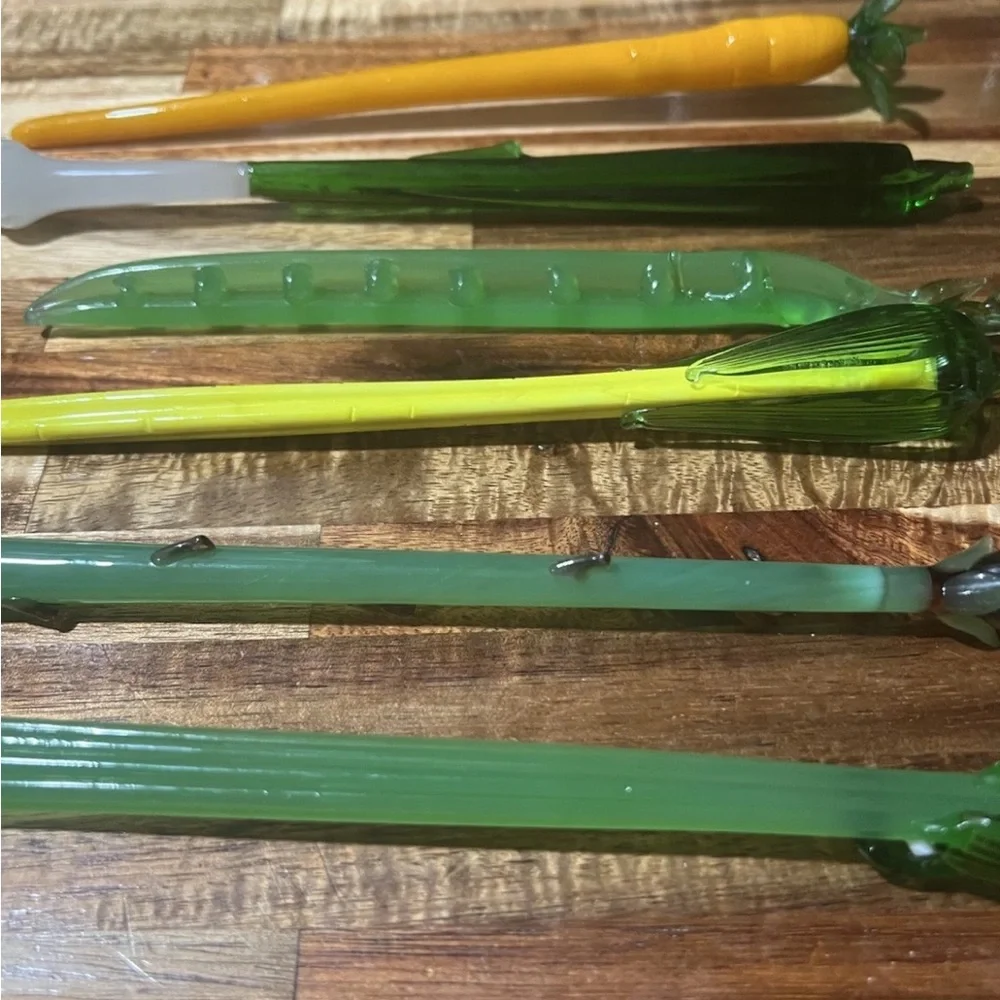 6 Vintage Crate & Barrel Bloody Mary Vegetables glass swizzle sticks Stirs Bar